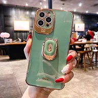 Etui i futerały do telefonów - Zielony Niedźwiedź Wspornik Galwanizowany do iPhone 12 Mini 5G etui na telefon do 12 Pro MAX 11 Pro XS XR X SE plus 12 13 Mini etui, uchwyt na telefon pierścień uchwyt etui - miniaturka - grafika 1