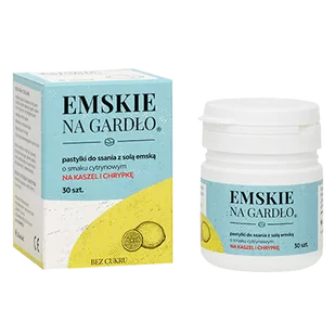 Ziołolek EMSKIE NA GARDŁO Pastylki do ssania z solą emską o smaku cytrynowym 30 szt 9089644 - Pozostałe kosmetyki - miniaturka - grafika 1