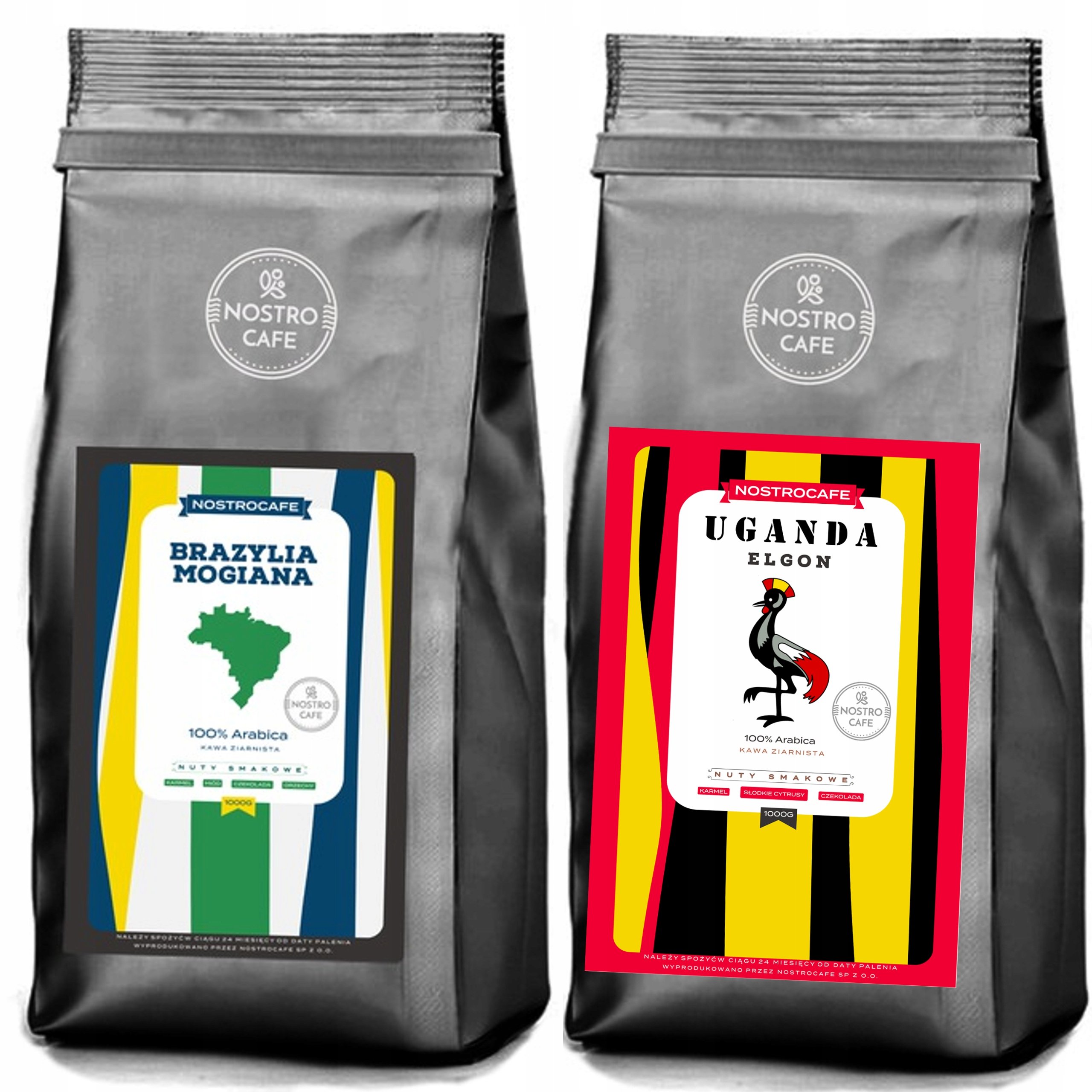Kawa Ziarnista 2KG Brazylia Mogiana Uganda Elgon
