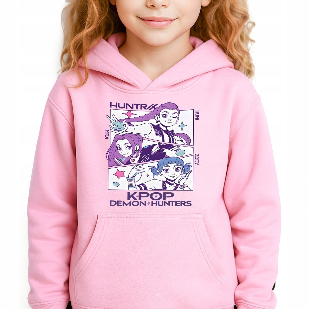 Bluza Dziecięca Różowa Z Kapturem DRUŻYNA GWIAZD Muzyka Wzory Rozm 128 cm
