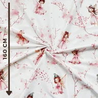 Pasmanteria - Tkanina bawełniana wróżki elfki różowe na białym tle - miniaturka - grafika 1