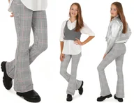 Legginsy - Legginsy FLARE z nadrukiem, dzwony, produkt polski - 116 PEPITKA / KROPEK - miniaturka - grafika 1