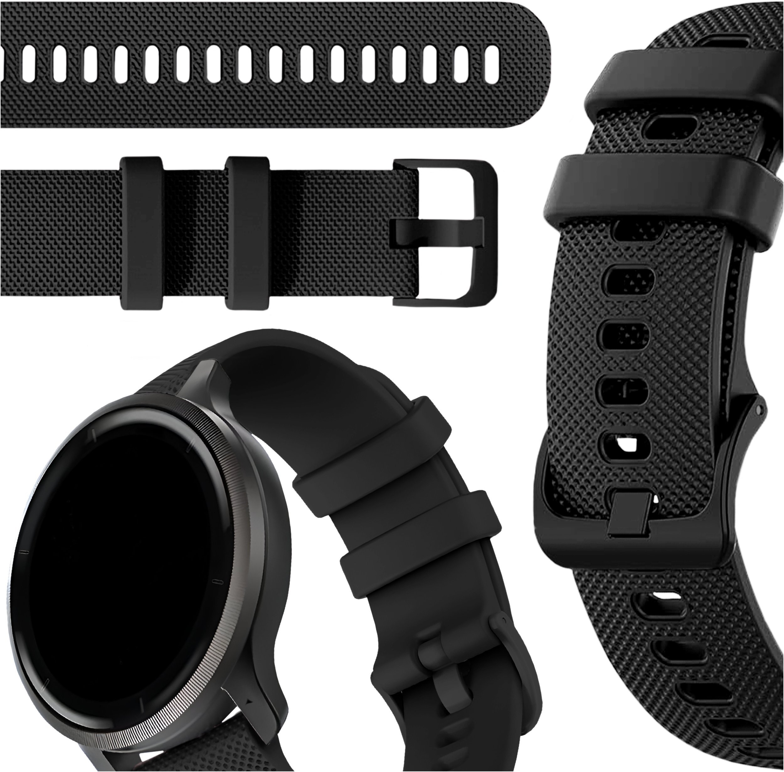 ChronSmarta Pasek ChronSmarta do smartwatch'a Amazfit GTS 2 2e 3 4 Mini BIP U Pro Lite Gtr 42 mm Czarny