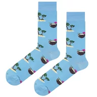Skarpetki męskie - Skarpety niebieskie w kokosy i palmy EM 56 - EM Men's Accessories - miniaturka - grafika 1
