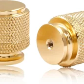 Zawiasy, okucia i inne akcesoria - Gałki do szafek radełkowane, okrągłe uchwyty do szafek, uchwyty do szuflad, zestaw 2 szt. (złote) - miniaturka - grafika 1