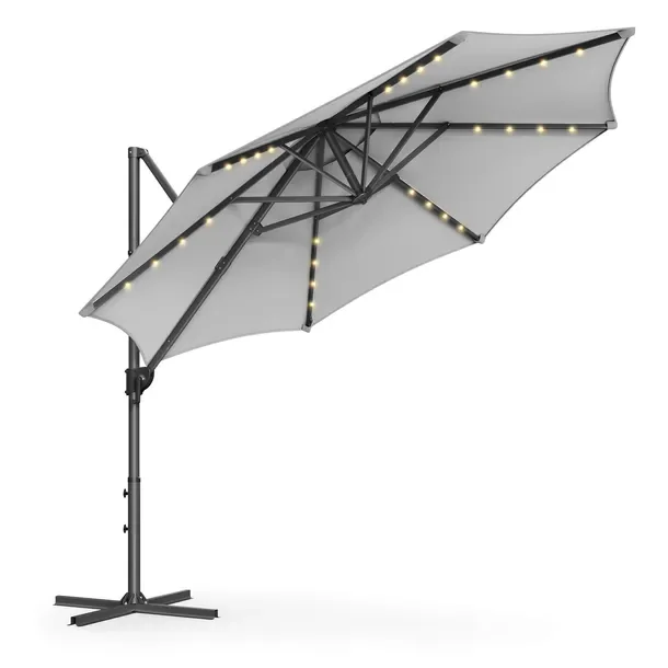Songmics Parasol z Oświetleniem LED Panel Słoneczny Szary 300 x 240 cm
