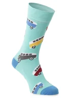 Skarpetki damskie - Unabux - skarpety z drobnej dzianiny, niebieski|zielony|wielokolorowy - miniaturka - grafika 1