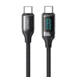 USAMS Kabel pleciony U78 USB-C na USB-C LED 2m 100W Fast Charging czarny/black SJ558USB01 (US-SJ558) - Kable - miniaturka - grafika 1