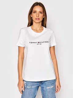 Koszulki i topy damskie - Tommy Hilfiger T-Shirt Heritage C-Nk WW0WW31999 Biały Regular Fit - grafika 1