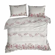 Pościel - Eurofirany Pościel bawełniana 140x200 Sara 09 beżowa czerwona kwiatki - miniaturka - grafika 1