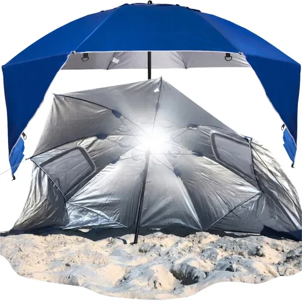 Parasol Ogrodowy 220cm Średnicy Uniwersalny Do Ogrodu Na Plaże Piknik 2w1