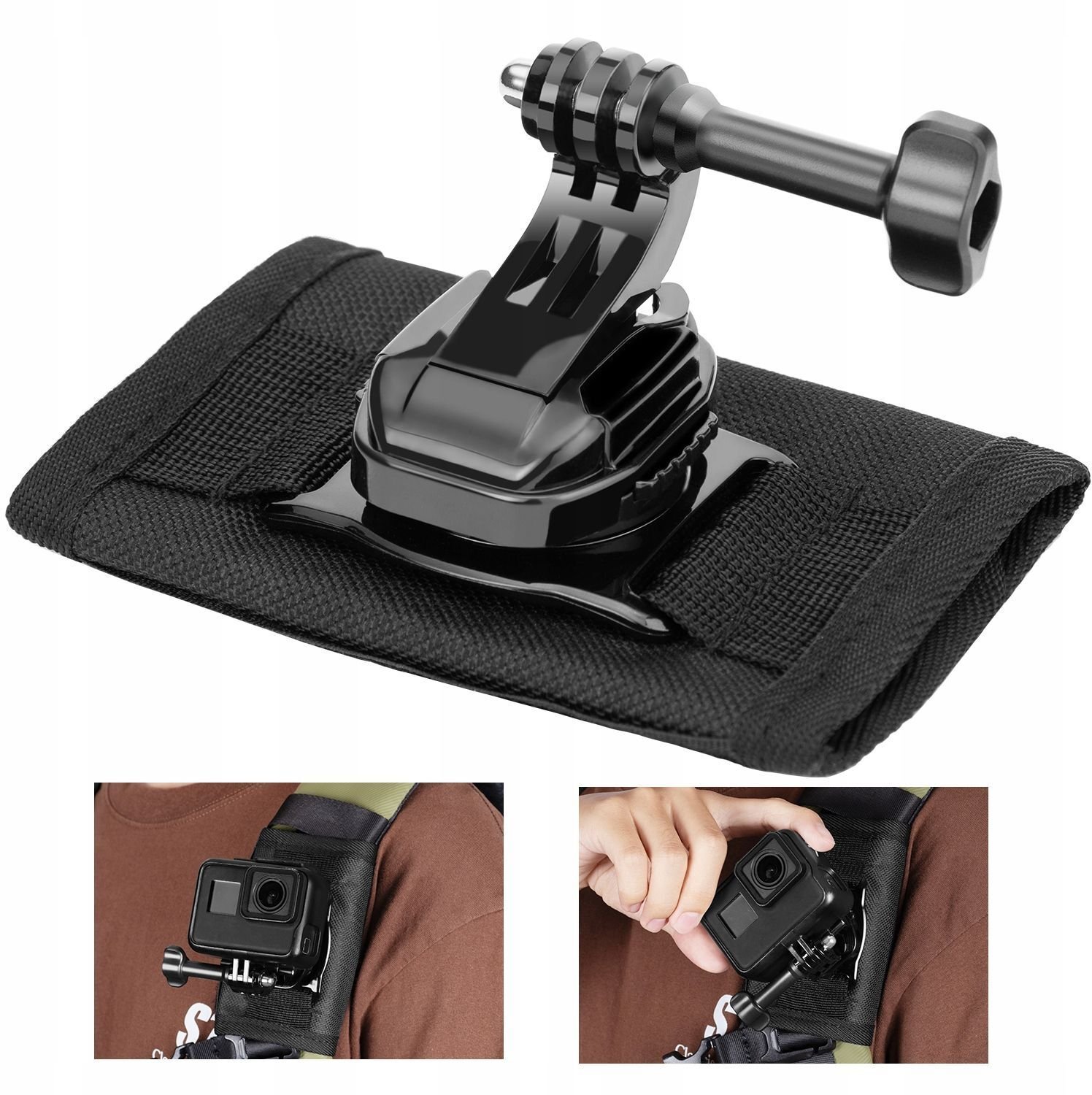 Kf Uchwyt Plecak Szelki 360° Na Rzep Do Gopro Sjcam Xiaomi Dji Na Telefon / Kf31.115