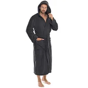 Szlafroki męskie - CelinaTex Celinatex Florida miękki szlafrok z kapturem, uniseks, dostępny w różnych kolorach i rozmiarach, 100% poliester, polar koralowy -  XXL antracytowy 5000475 - miniaturka - grafika 1