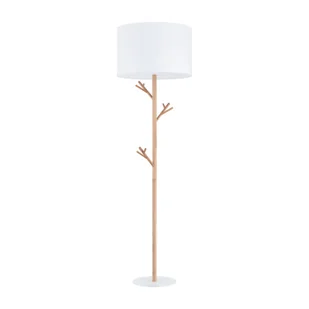 Biała lampa podłogowa na drewnianej nodze TK 5572 z serii ALBERO - Lampy stojące - miniaturka - grafika 1