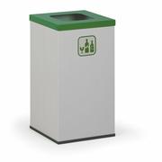 Kosze biurowe - Kosz do segregacji śmieci ze stojakiem na worki 60 l, szary/zielony - miniaturka - grafika 1