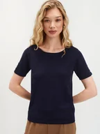 Swetry damskie - Granatowy sweter basic - miniaturka - grafika 1