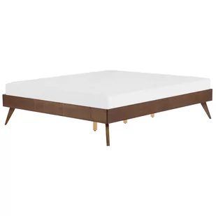 Beliani Łóżko drewniane ciemny brąz ze stelażem 180 x 200 cm BERRIC - Łóżka - miniaturka - grafika 1