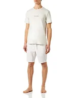 Koszulki męskie - Calvin Klein Piżama męska S/S krótki zestaw, Svr brzozowa top, Svr Birch_chmbry Btm, S - miniaturka - grafika 1