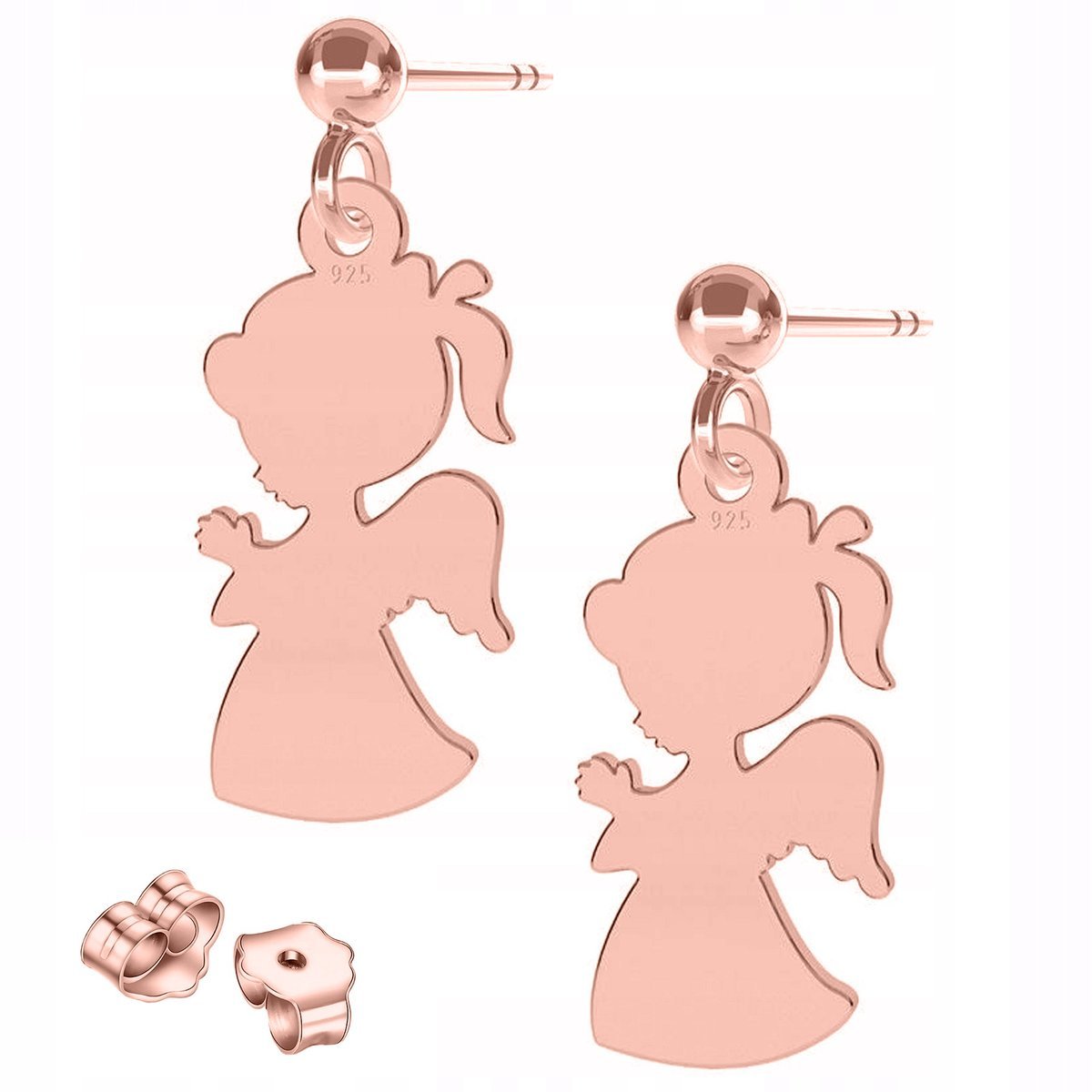 Kolczyki Pozłacane Anioły Aniołki Anioł Angel Aniołek Stróż SREBRO 925