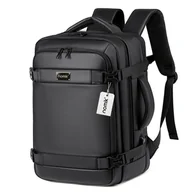 Plecaki - Plecak do samolotu podróżny kabinowy bagaż podręczny Ryanair Wizzair 40x25x20 pojemny wodoodporny CZARNY - miniaturka - grafika 1