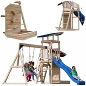Place zabaw - AXI Drewniany Duży Plac Zabaw Huśtawki Zjeżdżalnia Wieża + Piaskownica - miniaturka - grafika 1