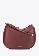 Torebki damskie - Półokrągła listonoszka z imitacji skóry bordowa - miniaturka - grafika 1