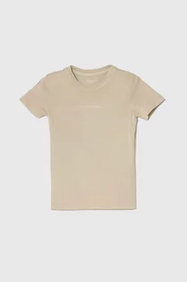 Koszulki dla chłopców - Pepe Jeans t-shirt bawełniany dziecięcy DAVIDE TEE kolor beżowy gładki - grafika 1