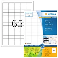 Etykiety do drukarek - HERMA 10725 etykiety z recyklingu, DIN A4 mini (38,1 x 21,2 mm, 80 arkuszy, papier z recyklingu, matowe) samoprzylepne, do zadrukowania, naklejki adresowe, 5200 etykiet samoprzylepnych, naturalna biel - miniaturka - grafika 1
