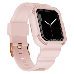 Kingxbar CYF106 2w1 pancerne etui Apple Watch SE, 8, 7, 6, 5, 4, 3, 2, 1 (41, 40, 38 mm) z paskiem różowe - Akcesoria do smartwatchy - miniaturka - grafika 2