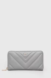 Portfele - Dkny portfel skórzany damski kolor szary - DKNY - grafika 1