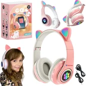 Słuchawki - KRAK.JET DLA DZIECI KOCIE USZY NAUSZNE RÓŻOWE LED MIKROFON - miniaturka - grafika 1