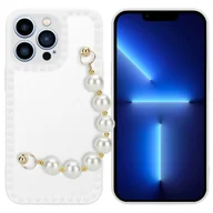 Etui i futerały do telefonów - Etui Cadorabo do Apple iPhone 13 PRO w kolorze białym Etui na telefon komórkowy Etui TPU z łańcuszkiem na nadgarstek - miniaturka - grafika 1
