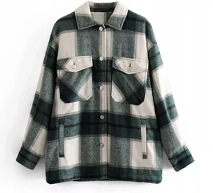 KOSZULA DAMSKA W KRATĘ M KURTKA ZIELONA FLANELOWA - Koszule damskie - miniaturka - grafika 1