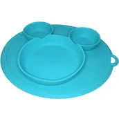 Miseczki i talerzyki dla dzieci - Talerz Silikonowy Trójdzielny Z Przegródkami Do Blw Seledynowy - miniaturka - grafika 1
