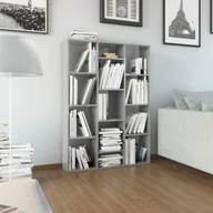 Regały - vidaXL Przegroda/regał na książki, wysoki połysk, szary, 100x24x140 cm - miniaturka - grafika 1