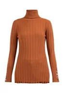 Swetry damskie - baradello Damski sweter z golfem z dzianiny 39725039-BA01, rdzawy brąz, XL/XXL, rdzawy brązowy, XL-XXL - miniaturka - grafika 1