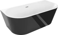 Wanny - Mexen Oval wanna wolnostojąca przyścienna 150 x 75 cm, biała/czarna, przelew nikiel szczotkowany - 52671507575-97 - miniaturka - grafika 1