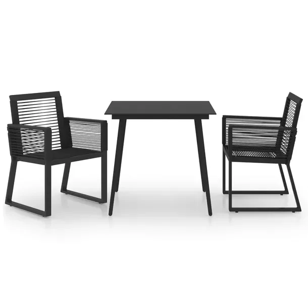 Zestaw mebli ogrodowych czarny: stół 80x80x74 cm, 2 fotele 57x53x78 cm
