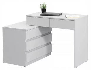 Narożne biurko komputerowe z komodą Omega (T2) białe - Biurka - miniaturka - grafika 1