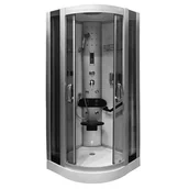 Kabiny z hydromasażem - Kabina prysznicowa biała wewnątrz zabudowana z hydromasażem niski brodzik 80x80 cm MO-06089AW - miniaturka - grafika 1