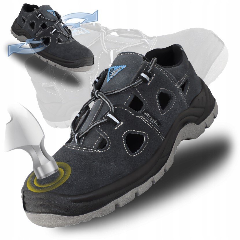 Sandały ochronne welurowe ze stalowym podnoskiem sznurowane roz. 38