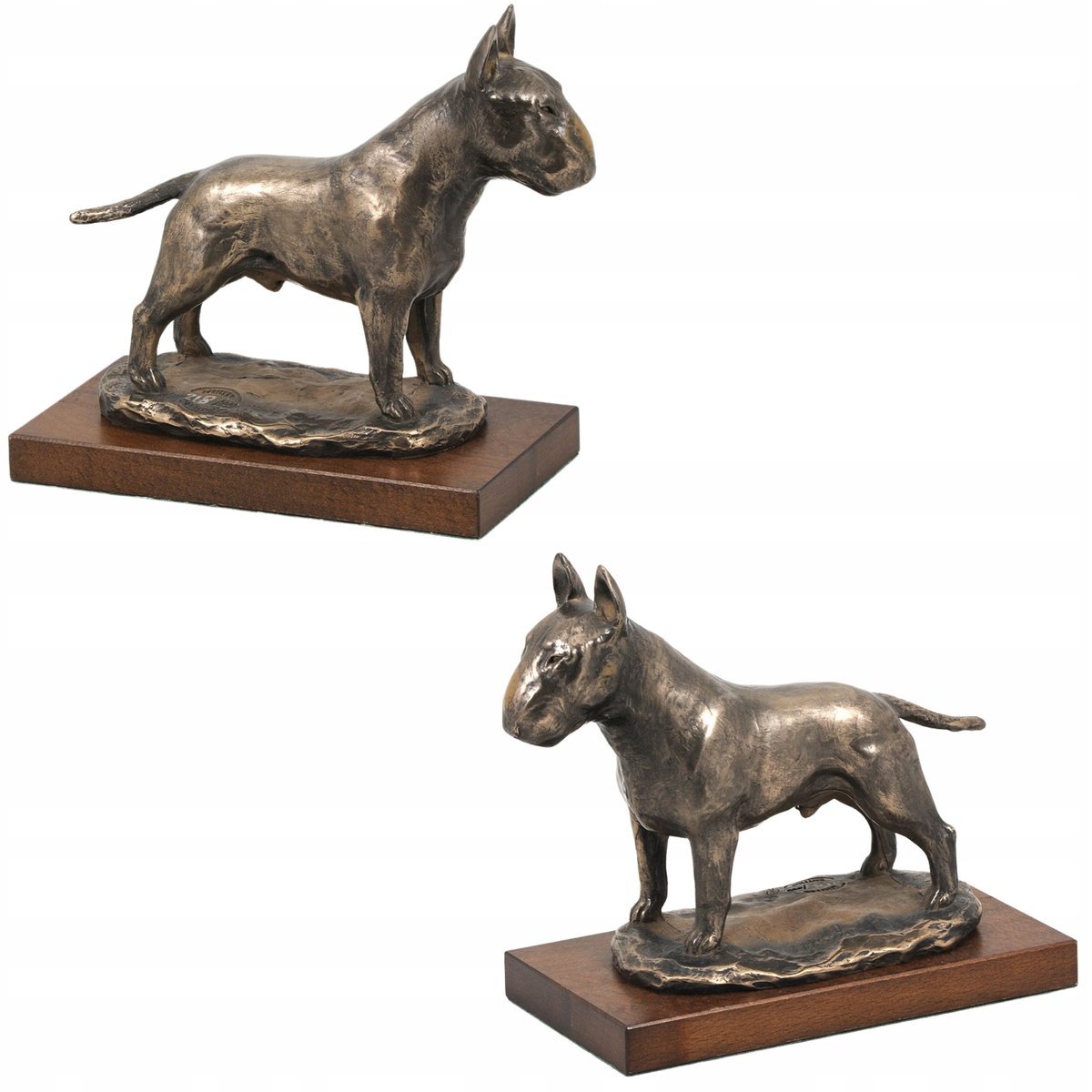 Bulterier, Bull Terrier - statuetka psa, figurka na białym marmurze, trofeu