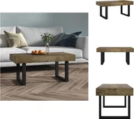 Ławy i stoliki kawowe - vidaXL Stolik kawowy ciemnobrązowo-czarny 90x45x40 cm MDF i żelazo - Stoliki kawowe - miniaturka - grafika 1