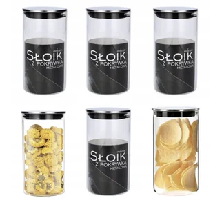 Pojemniki kuchenne szklane ZESTAW 6 szt na cukier HERMETYCZNE 810 ml STEEL - Pojemniki kuchenne - miniaturka - grafika 1