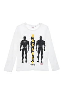 Bluzka dla chłopców, długi rękaw, Avengers, Czarna Pantera, Marvel, bawełna, kolor biały, rozmiar 128 cm - Bluzki damskie - miniaturka - grafika 1