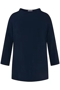 Ulla Popken Damska bluza dresowa z kołnierzem, ciemny morski, 50-52 - Bluzy damskie - miniaturka - grafika 1