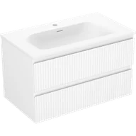 Szafki łazienkowe - Mexen Rivel szafka łazienkowa 80 cm z umywalką Vela, 2 szuflady, ryflowana , biała mat - 91A20-08047-2-BFF01-W23M01 - miniaturka - grafika 1