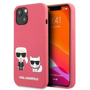 Karl Lagerfeld Silicone Karl & Choupette - Etui iPhone 13 mini (fuksja) KLHCP13SSSKCP - Etui i futerały do telefonów - miniaturka - grafika 1