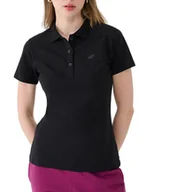 Bluzki damskie - Koszulka damska polo 4F WMM00TPTSF365 - czarna XL - miniaturka - grafika 1