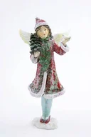 Dekoracje domu - Intesi Figurka Zimowa dziewczynka z ptaszkiem 15cm - miniaturka - grafika 1